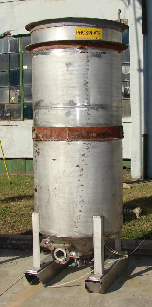 Tank 350 gallon vertical tank, Stainless Steel, conical bottom