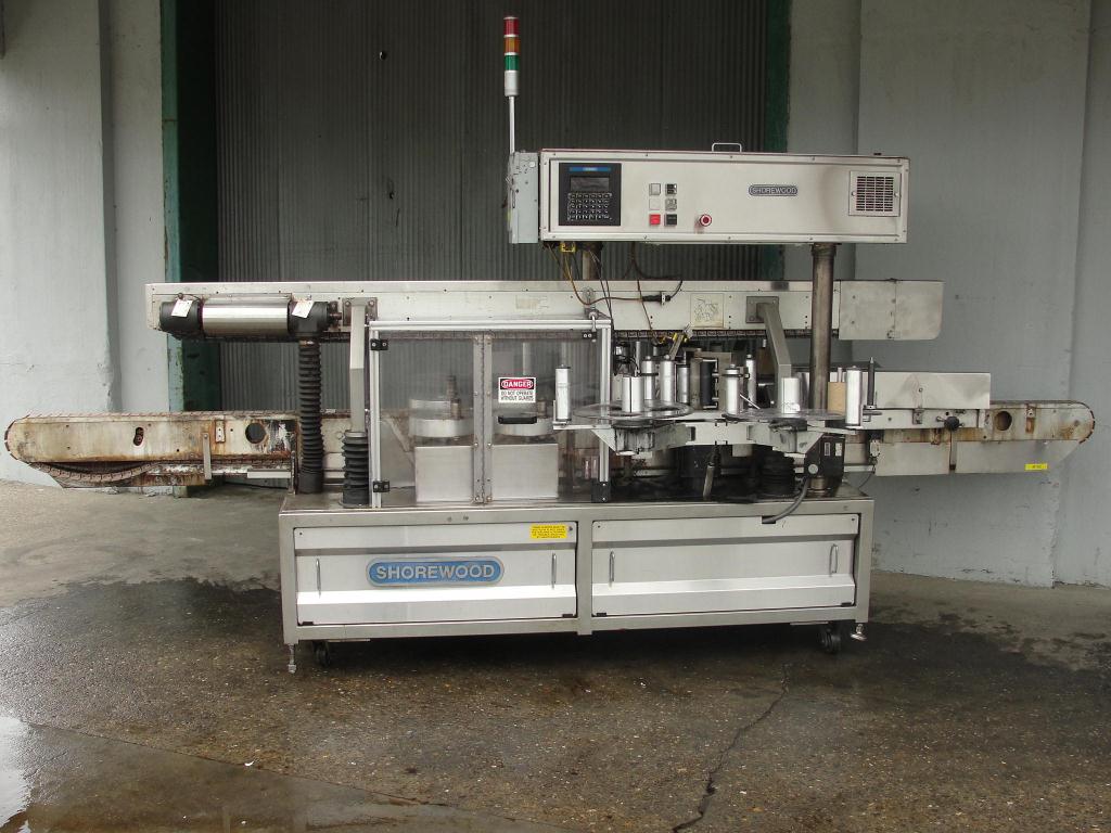 Labeling equipment Shorewood pressure sensitive labeler model 4100, front and back, 300 cpm
