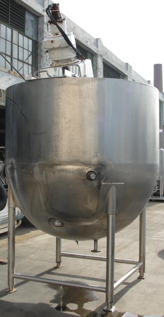 Kettle 1000 gallon Lee hemispherical bottom kettle, anchor sweep agitator, 90 psi jacket rating, Stainless Steel1