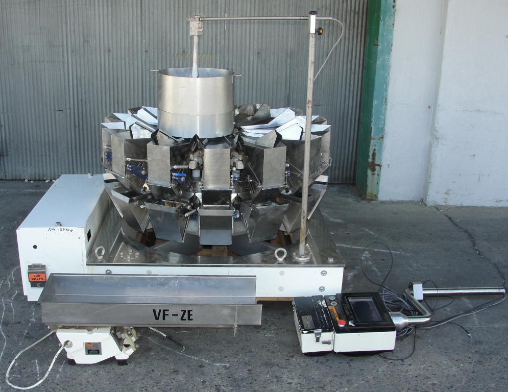 Scale 14 bucket Yamato multihead combination weigher model ADW-323-RB, Stainless Steel Contact Parts, 8 to 1600 grams weigher capacity