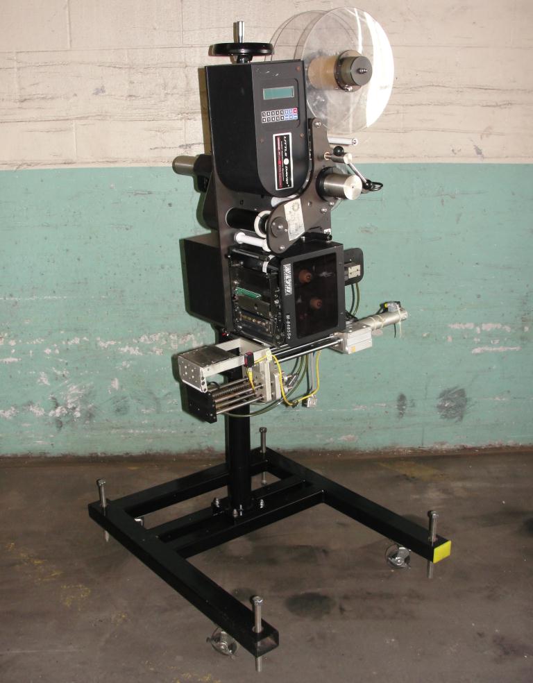 Labeling equipment Loveshaw pressure sensitive labeler model Little David LS-800-T-G, blow-on, 16 per second