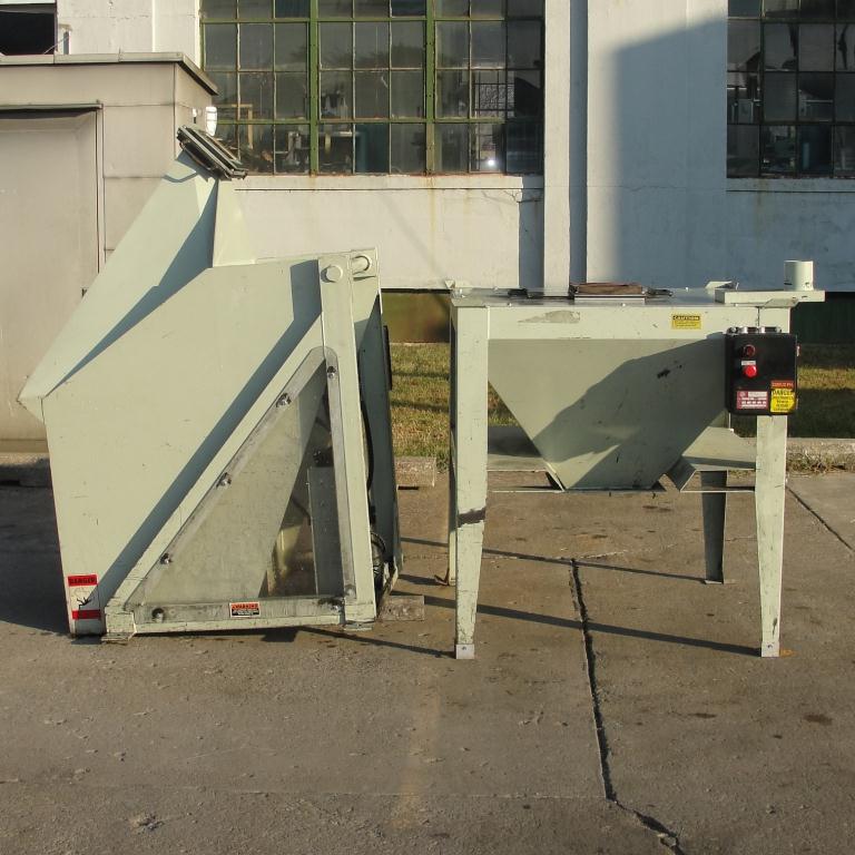 Material Handling Equipment tote dumper, 2500 lbs. IMCS Inc. model J19247, 25 w x 30 l x 33 t1