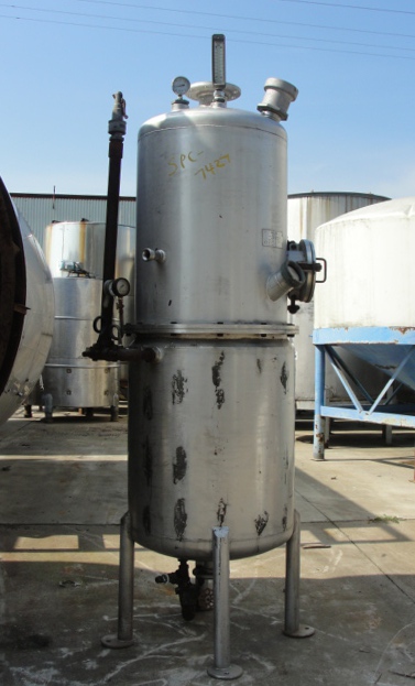 Tank 120 gallon vertical tank, Stainless Steel, 15 PSI @250 degrees F jacket, dish