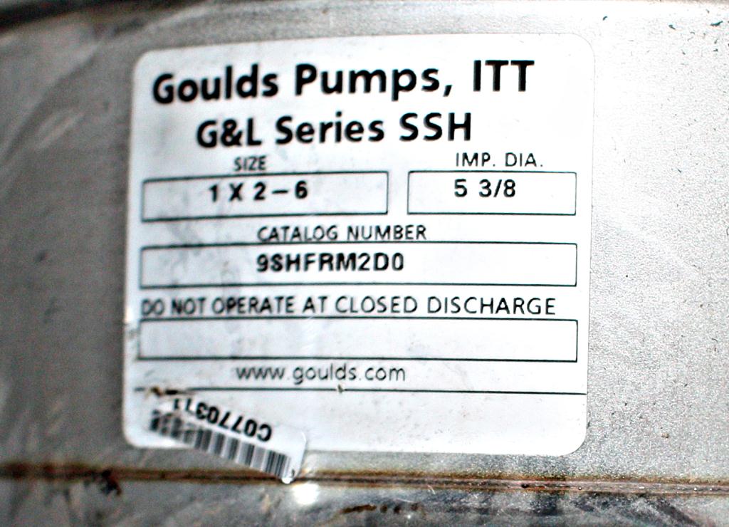 Pump 2x1x5 3/8 Goulds centrifugal pump, 316 SS5