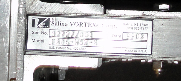Valve I500X 6 ½ Salina Vortex Corp gate valve, pneumatic, Stainless Steel Contact Parts4
