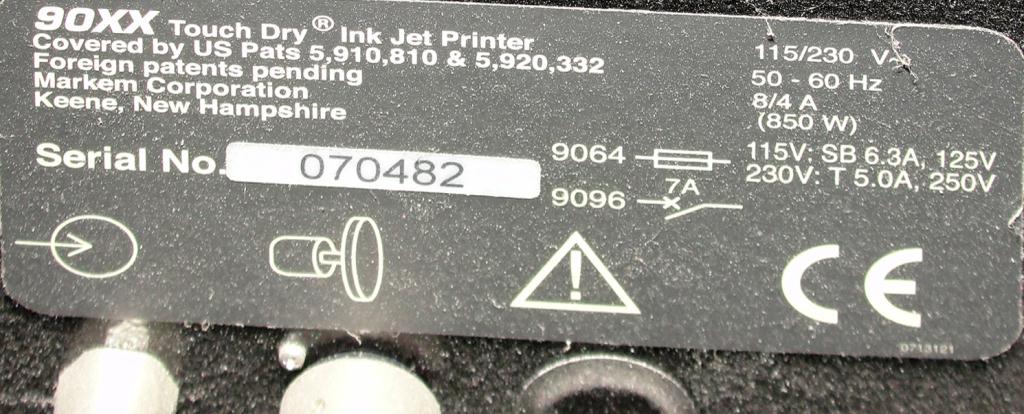 Coder Markem ink-jet coder model 9064, 1 print heads, Up to 680 ft./min5