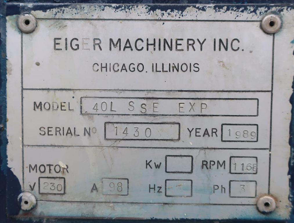 Mill Eiger Machinery horizontal media mill model 40L SSE EXP, 40 L, CS7