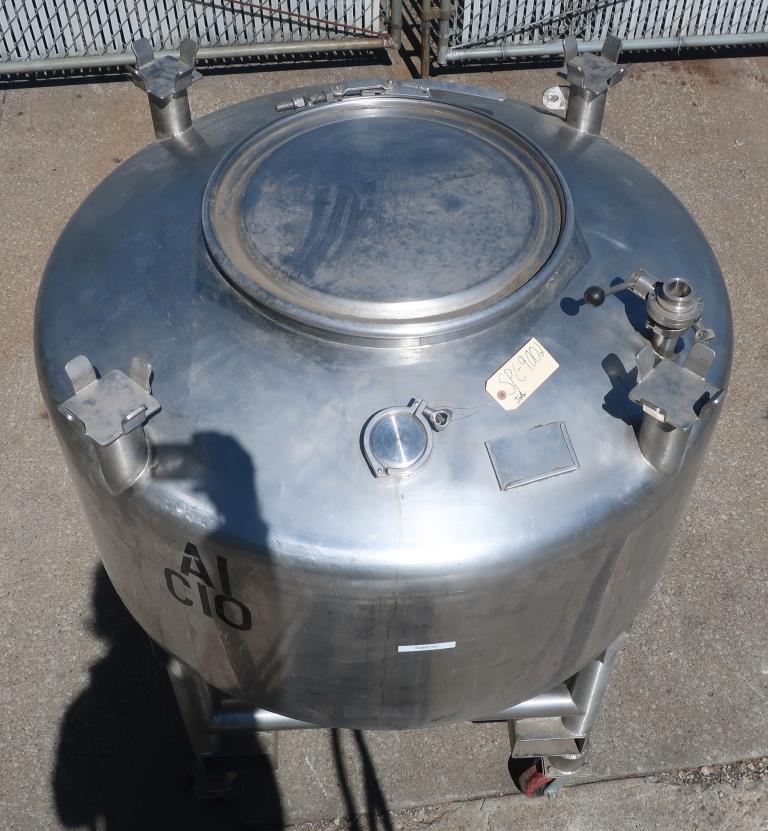 Tank 200 gallon vertical tank, Stainless Steel, conical bottom, on casters5