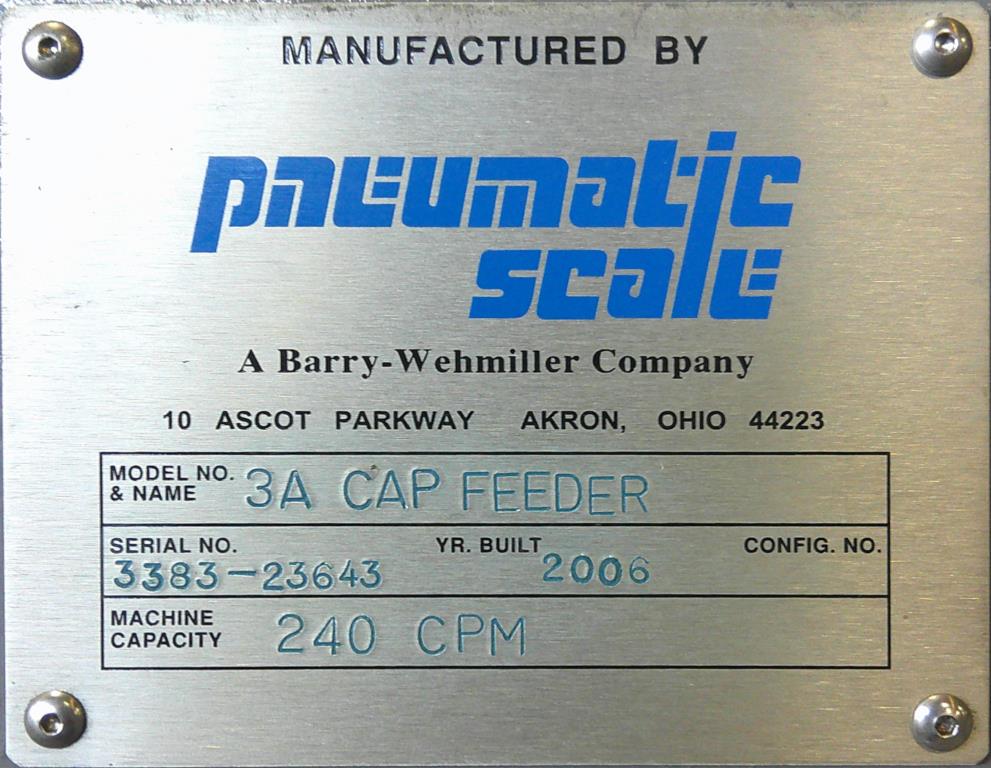 Capping Machine Pneumatic Scale screw capper model TC607, 7 each 28 mm chucks, 20 to 220 cpm15