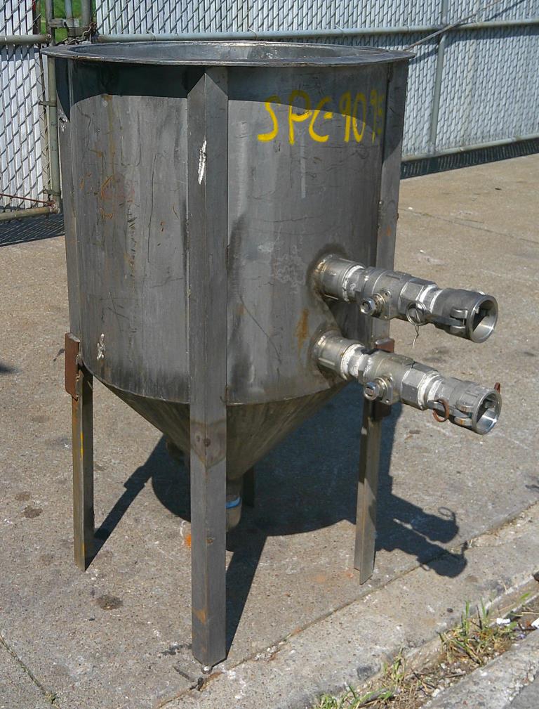 Tank 70 gallon vertical tank, Stainless Steel, conical bottom