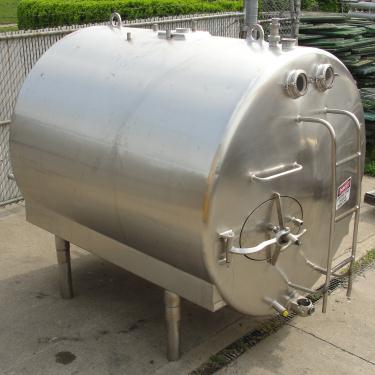 1,000 gallon Mojonnier Brothers horizontal tank, stainless steel, sanitary