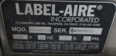 Labeler Label-Aire pressure sensitive labeler model 2115 ST/LH, Pressure sensitive, 1250 fpm