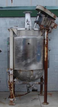 Kettle 300 gallon Hubbert hemispherical bottom kettle, 5 hp lightnin agitator, 100 psi jacket rating, Stainless Steel