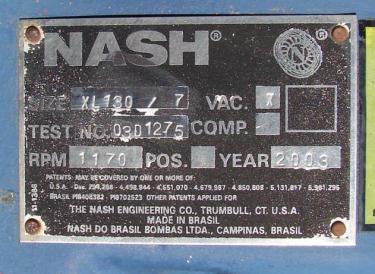 Pump 750 cfm Nash vacuum pump model XL130/7 60 hp, CS