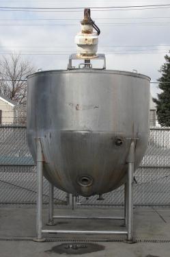 Kettle 1000 gallon Lee hemispherical bottom kettle, anchor sweep agitator, 40 psi jacket rating, Stainless Steel
