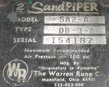 Pump 2 Warren-Rupp/ Sandpiper diaphragm pump, Aluminum