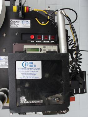 Labeling equipment PCM Image-Tek pressure sensitive labeler model Online 9000 Series, tamp-on, 600 per min