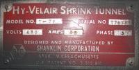 Shrink Tunnel Shanklin Corp electric shrink tunnel model HY-Velair T-7P, 22 wide x 9 tall work opening
