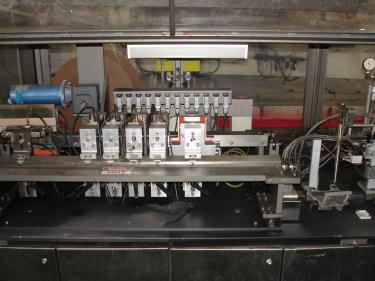 Form Fill and Seal KHS Klockner Bartelt horizontal form fill seal model RPM, up to 8 wide x 14 tall pouches, zipper applicator 75 ppm