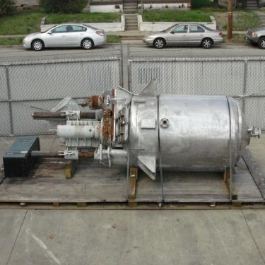 Mixer and Blender 400 gallon capacity Buhler vacuum mixer scrape and dispersion agitator, FV and 3 psi @ 250°F internal, 50 psi @ 250°F jacket