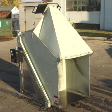 Material Handling Equipment tote dumper, 2500 lbs. IMCS Inc. model J19247, 25 w x 30 l x 33 t