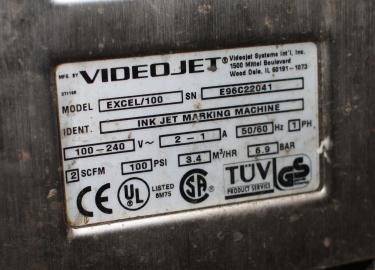Coder Videojet ink-jet coder model Excel Series 100, 1 print heads, up to 916 ft/min
