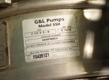 Pump 2 1/2 x3x6 Gould Pumps centrifugal pump, 3 hp, Stainless Steel
