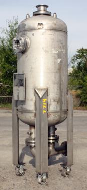 Tank 80 gallon vertical tank, Stainless Steel, MAWP 125 PSIG @ 300 °F internal, dish bottom, surge tank