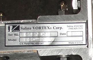 Valve 450X 6 ½ 0603 Salina Vortex Corp gate valve, pneumatic, Stainless Steel Contact Parts