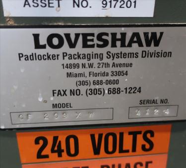 Case Former Loveshaw case former sealer model CF209 XW, bottom hotmelt seal, 5 to 15 cpm