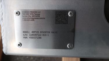 Valve 12 W x 33 L x 32 H Schenck Process pneumatic diverter valve, 40PT45 316 SS