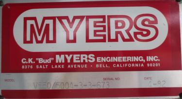 Mixer and Blender Myers Engineering Co. vacuum mixer model V550/500A-3-3, 14 psi max internal