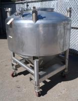 Tank 200 gallon vertical tank, Stainless Steel, conical bottom, on casters