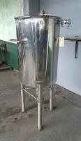 Tank 50 gallon vertical tank, Stainless Steel, pneumatic agitator, conical bottom, removable lid